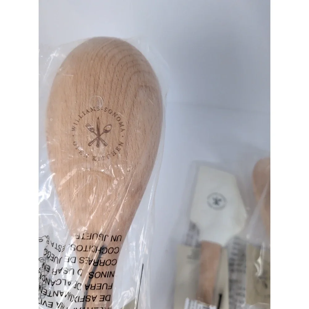 Williams Sonoma Open Kitchen Silicone Spatula & 2 Wooden Spoons - New
